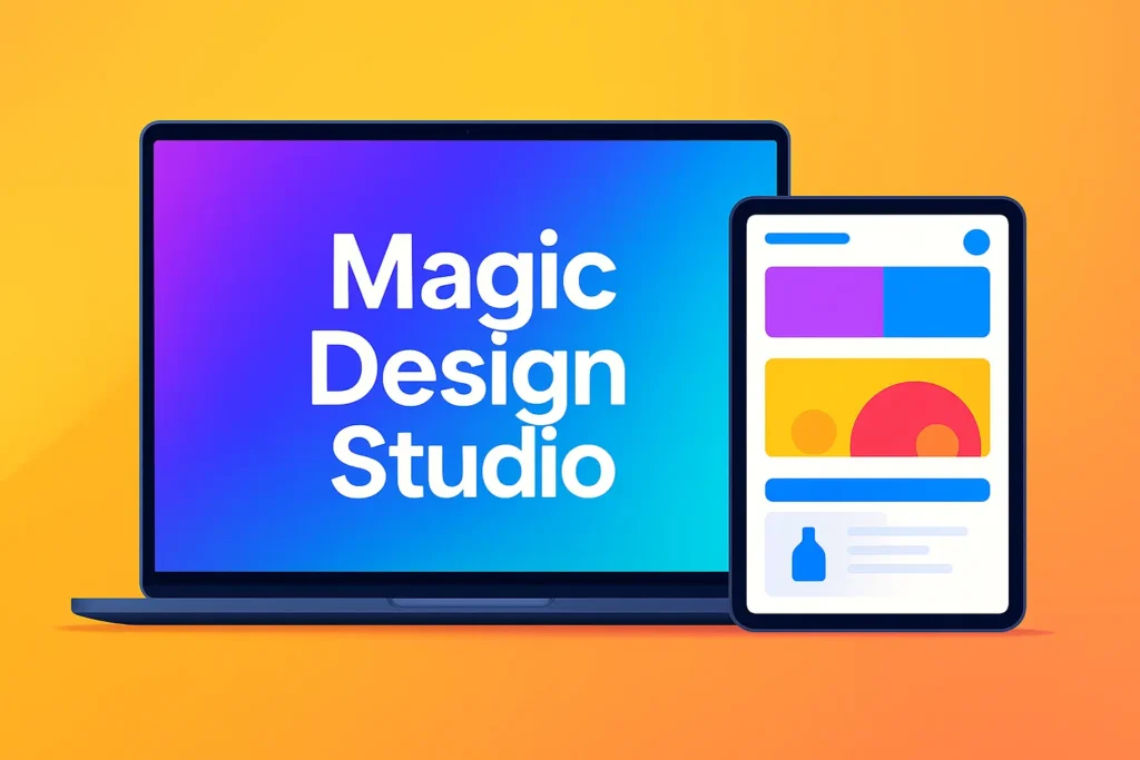 Canva Magic Studio with AI design tools, suggesting a substitute for human designers